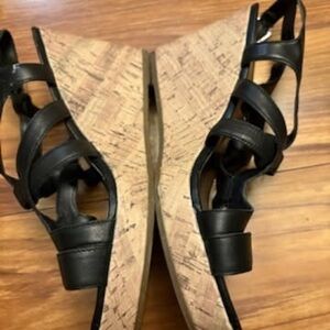 Black Strappy Wedge Sandals